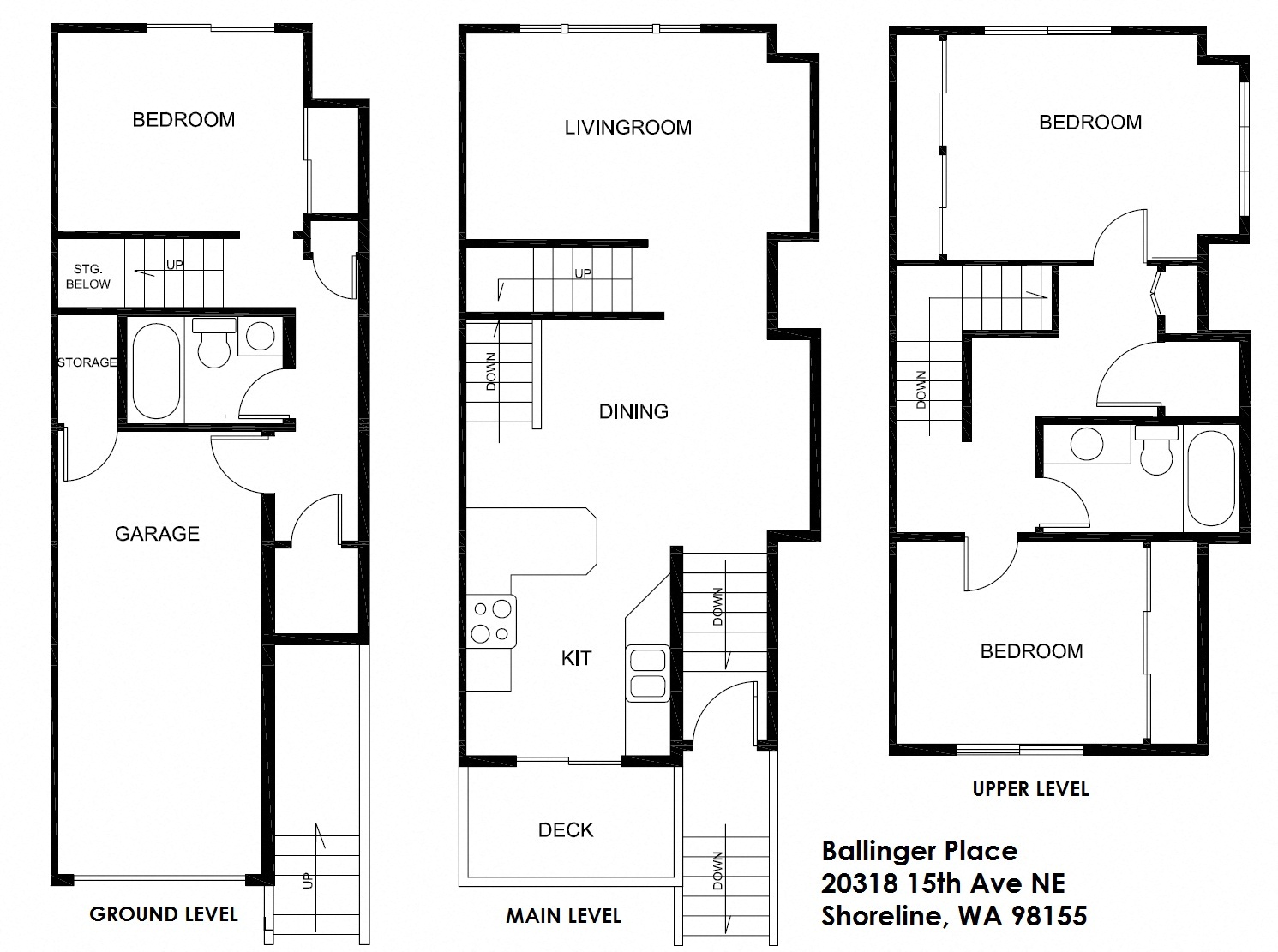 Floor plan for 3 beds, 2 baths, 1200 sqft